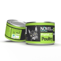تصویر کنسرو Novelux تهیه شده از گوشت پرندگان مخصوص گربه وزن - 200 گرم 