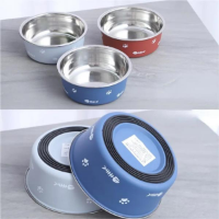  تصویر ظرف استیل Roz Pet مدل ترمزدار با روکش چرم میکاسا سایز کوچک - 12 سانتی متر 