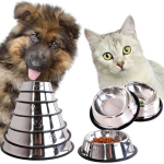 تصویر ظرف غذای استیل Roz Pet مخصوص سگ و گربه مدل ساده - قطر 22 سانتی متر