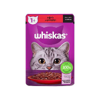 تصویر پوچ Whiskas مدل Adult مخصوص گربه بالغ تهیه شده از گوشت در سس - 85 گرم 