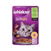 تصویر پوچ Whiskas مدل Tasty Mix تهیه شده از گوشت گوسفند و مرغ در سس - 85 گرم 