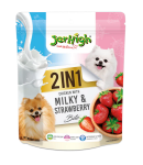 تشویقی لقمه ای 2 در 1 Jerhigh مدل Chicken with Milkey & Strawberry Bites مخصوص سگ تهیه شده از مرغ با طعم شیر و توت فرنگی - 380 گرم
