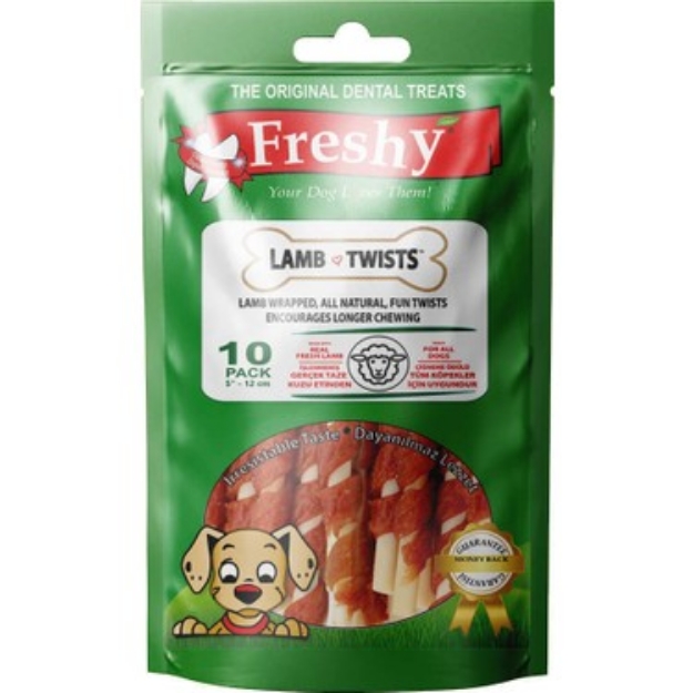 تشویقی دنتال Freshy مدل Lamb Twists مخصوص سگ تهیه شده از گوشت بره - بسته 10 عددی 100 گرم