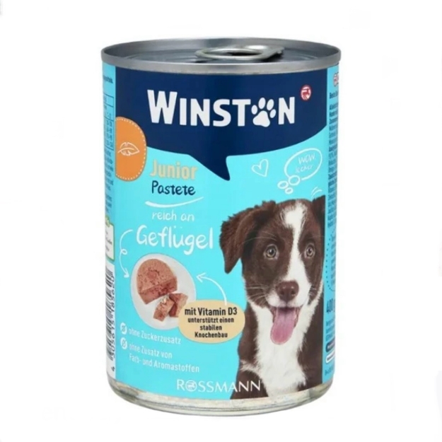 كنسرو Winston مدل Junior - Reich An Geflugel مخصوص توله سگ تهیه شده از گوشت مرغ - 400 گرم
