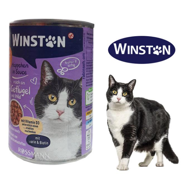 كنسرو Winston مخصوص گربه تهیه شده از مرغ و گوشت شكار - 400 گرم