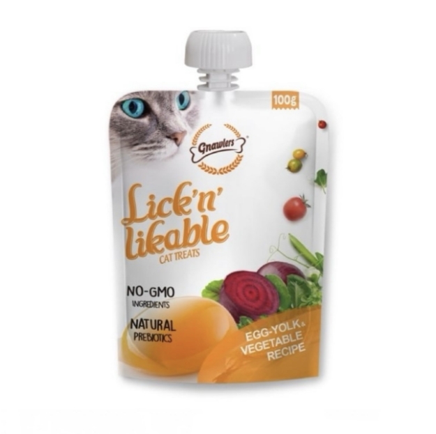 پودينگ Gnawlers مخصوص گربه حاوی پروبیوتیک تهيه شده از زرده تخم مرغ و سبزیجات - 100 گرم