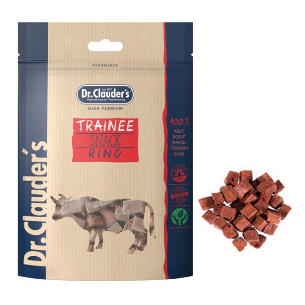 تشویقی مکعبی Dr.Clauder’s مخصوص سگ و گربه مدل Rind Trainee Snack تهیه شده از گوشت گوساله حاوی پروبیوتیک - 80 گرم