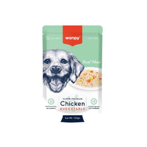 پوچ Wanpy مدل Chicken & Vegetable تهیه شده از مرغ و سبزیجات مخصوص سگ - 100 گرم