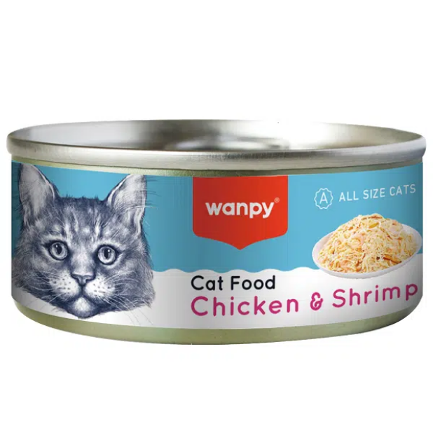 كنسرو Wanpy مدل Chicken & Shrimp تهيه شده از مرغ و ميگو مخصوص گربه - 95 گرم