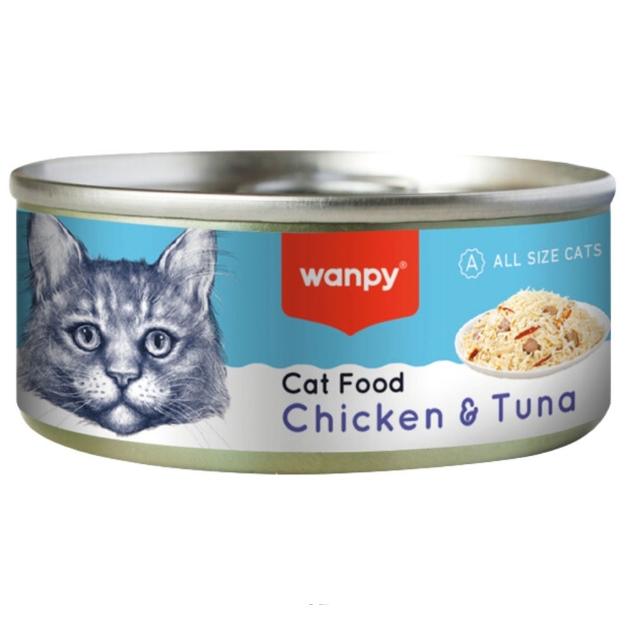 كنسرو Wanpy مدل Chicken & Tuna تهيه شده از مرغ و ماهی تن مخصوص گربه - 95 گرم