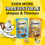تشويقی کرانچی بالشتی مغزدار Dreamies مخصوص گربه غنی شده با مولتی ويتامين تهیه شده از مرغ، اردک و كت نيپ  - 55 گرم