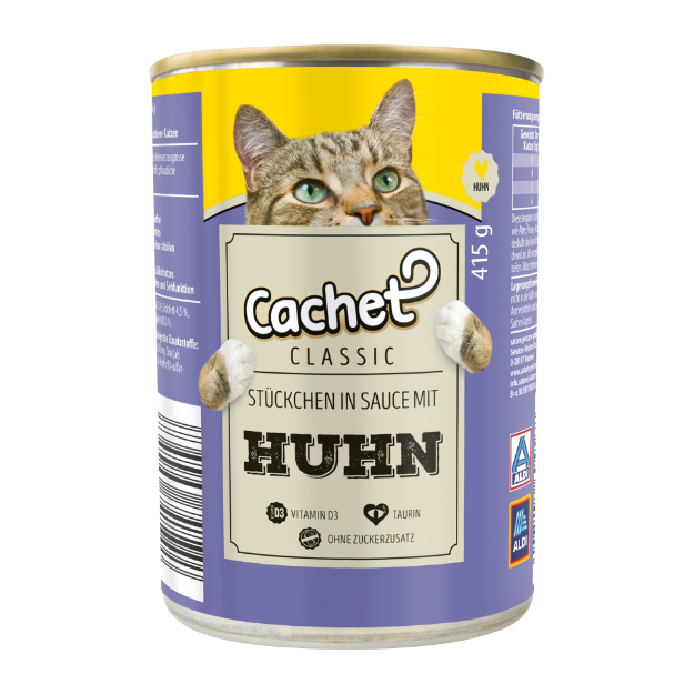 كنسرو Cachet مدل Huhn تهيه شده از مرغ مخصوص گربه - 415 گرم