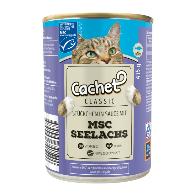 كنسرو Cachet مدل See-Lachs تهيه شده از ماهی مخصوص گربه - 415 گرم