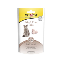 قرص اسنک GimCat مدل Skin & Coat Tabs برای تقويت پوست و مو و جلوگیری از ریزش مخصوص گربه با طعم شیر - 40 گرم