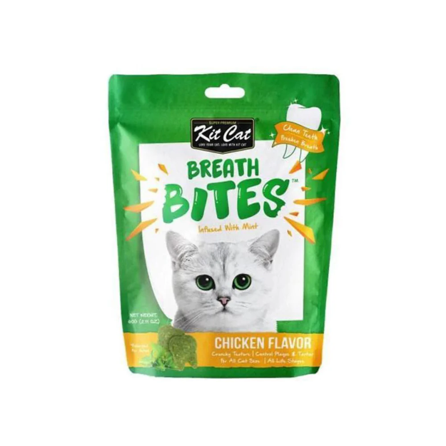 	تشويقی دنتال Kit Cat مدل Breath Bites مخصوص گربه تهيه شده از مرغ و نعنا - 60 گرم