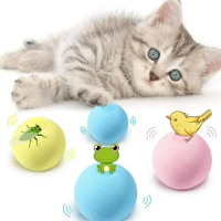اسباب بازی توپ صدا دار لمسی Pet Gravity مدل جیرجیرک دارای مخزن کت نیپ مخصوص گربه - رنگ زرد