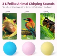 اسباب بازی توپ صدا دار لمسی Pet Gravity مدل جیرجیرک دارای مخزن کت نیپ مخصوص گربه - رنگ زرد