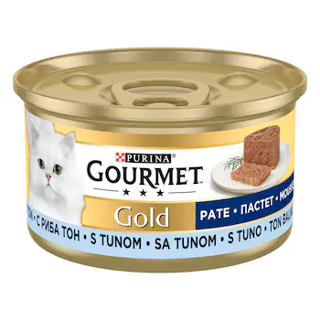 تصویر محصول کنسرو Gourmet Gold مخصوص گربه بالغ مدل پته تهیه شده از ماهی تن - 85 گرم