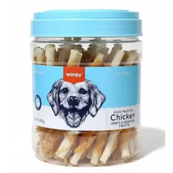 تصویر محصول تشويقی Wanpy مدل Chicken Jerky & Rawhide Twists تهيه شده از مرغ و راوهايد مخصوص سگ - 400 گرم