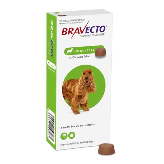 عکس قرص جویدنی MSD مدل Bravecto 500 mg مخصوص سگ با وزن 10 تا 20 کیلوگرم - 1 عدد