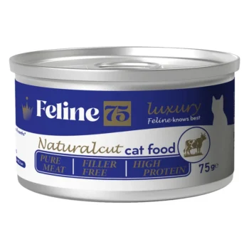 عکس كنسرو Feline مدل نچرال تهيه شده از گوشت تكه ای گوساله مخصوص گربه - 75 گرم