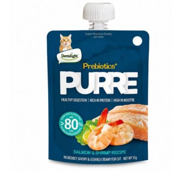 پودينگ پروبيوتيک پلاس Dentalight تهیه شده از ماهی سالمون و ميگو مخصوص گربه - 55 گرم