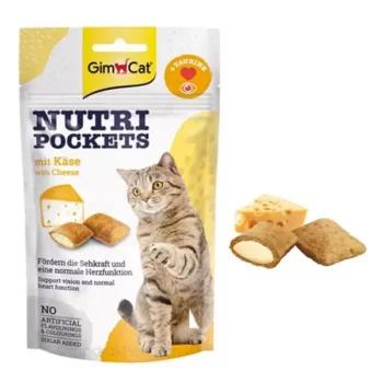 عکس اسنک تشویقی مغزدار GimCat مدل Nutri Pockets تهیه شده از پنیر حلوی تائورین - 60 گرم