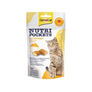 عکس اسنک تشویقی مغزدار GimCat مدل Nutri Pockets تهیه شده از پنیر حلوی تائورین - 60 گرم