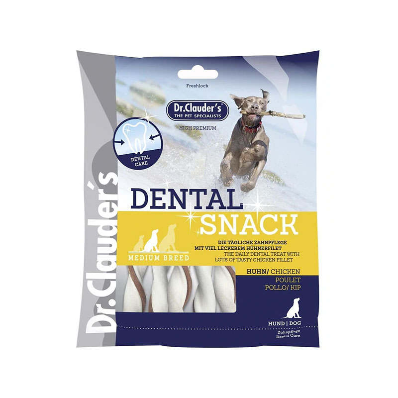 تشويقی دنتال Dr.Clauder`s مدل Dental Snack تهيه شده از مرغ مخصوص سگ - 80 گرم